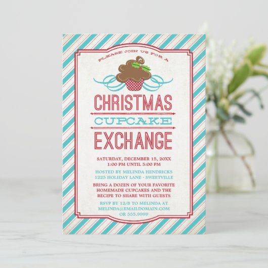Uitnodiging voor kerstcadeaus voor Exchange Party (Staand voorkant)