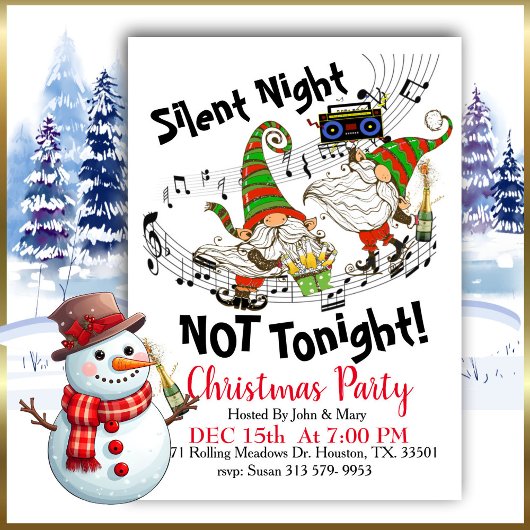 Uitnodiging voor kerstdagen dansende Gnomen