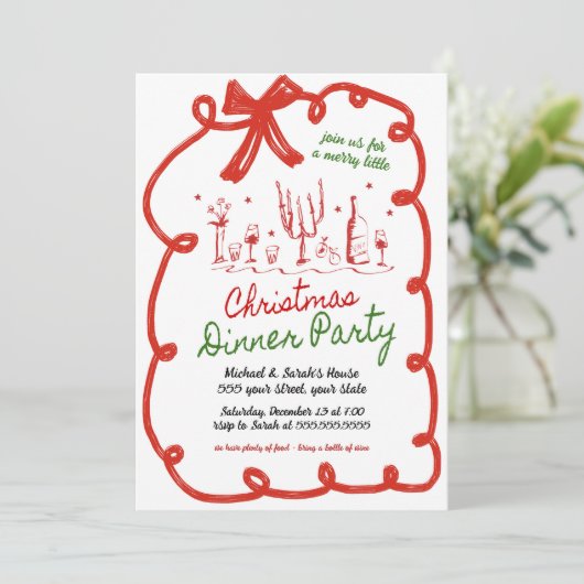 Uitnodiging voor kerstfeest (Staand voorkant)
