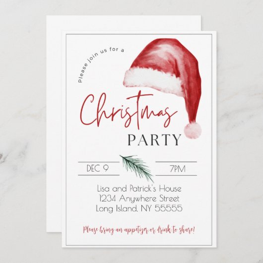 Uitnodiging voor kerstfeest - 5 x 7 (Voorkant / Achterkant)