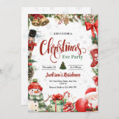 Uitnodiging voor kerstfeest, diner op kerstavond (Voorkant / Achterkant)