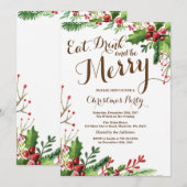 Uitnodiging voor Kerstfeest 'Eet, Drink en Wees Vr (Voorkant / Achterkant)