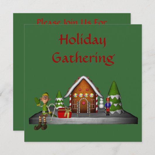 Uitnodiging voor kerstfeest- en feestdag (Voorkant / Achterkant)