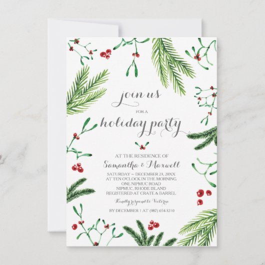 Uitnodiging voor kerstfeest Greenery (Voorkant)