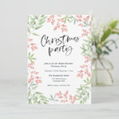 Uitnodiging voor kerstfeest | hulstbladeren (Staand voorkant)