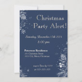 Uitnodiging voor kerstfeest in blauw en wit (Voorkant)