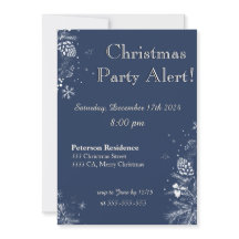 Uitnodiging voor kerstfeest in blauw en wit