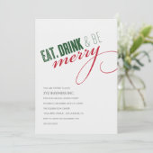 Uitnodiging voor Kerstfeest met Eet. Drink Script (Staand voorkant)