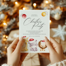 Uitnodiging voor kerstfeest met malle dieren voor 