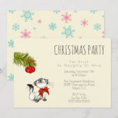 Uitnodiging voor Kerstfeest met Speelse Kitty Kat (Voorkant / Achterkant)
