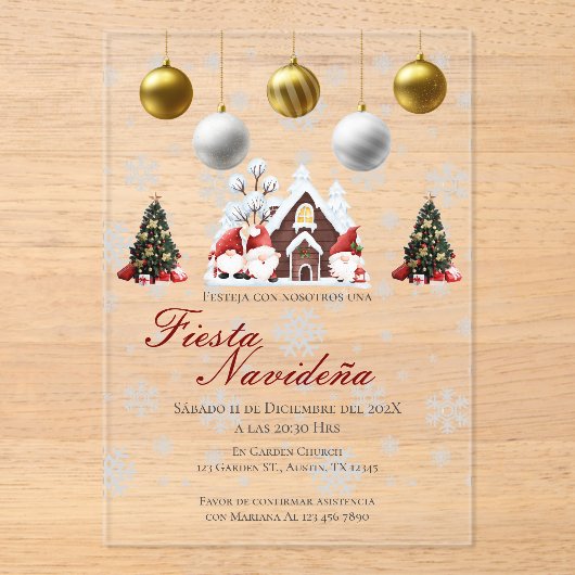 Uitnodiging voor kerstfeest Posada Navideña Acryl Uitnodigingen (Voorkant)