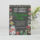 Uitnodiging voor kerstfeest, schoolbord (Staand voorkant)