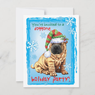 Uitnodiging voor kerstfeest Shar-Pei-feestdag