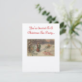 Uitnodiging voor kerstfeest Tea Party (Staand voorkant)