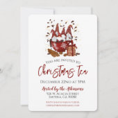 Uitnodiging voor kerstfeest Tea Red Gnome Party (Voorkant)