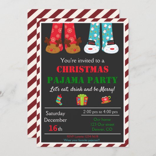 Uitnodiging voor kerstfeestdag (Voorkant / Achterkant)