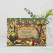 Uitnodiging voor kerstfeestdag Tea Party (Staand voorkant)