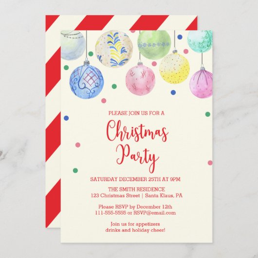 Uitnodiging voor kerstfeestdag voor sierdoeleinden (Voorkant / Achterkant)