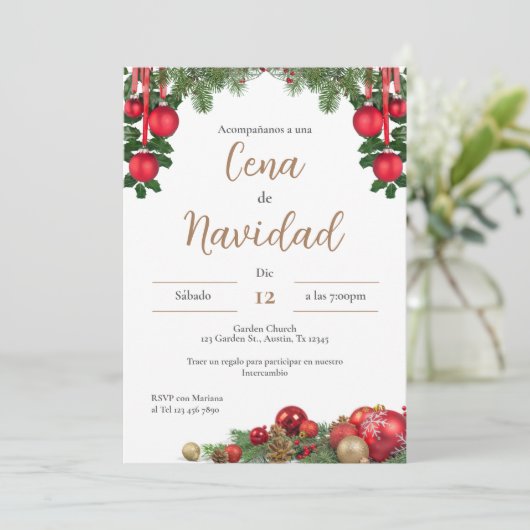 Uitnodiging voor kerstfeestdagen (Staand voorkant)