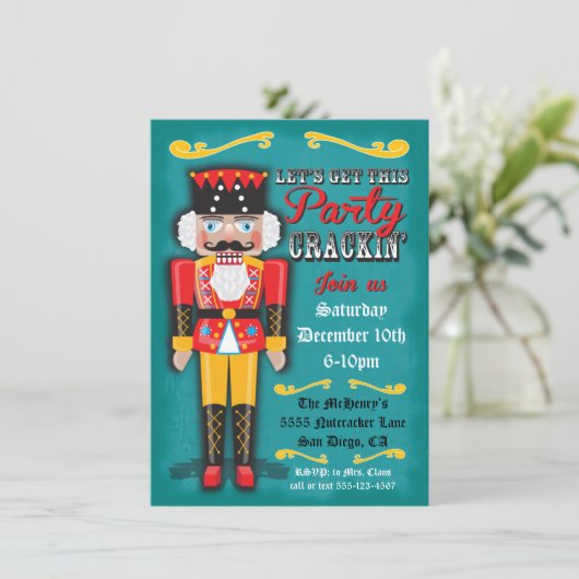 Uitnodiging voor kerstfeestdagen in Nutcracker Hol (Staand voorkant)