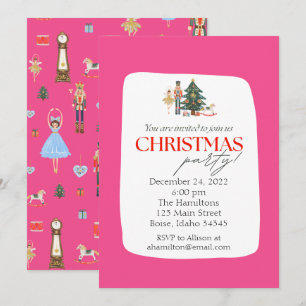 Uitnodiging voor kerstfeestdagen met roze voedings