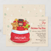 Uitnodiging voor kerstfeestdagen met speelgoed (Voorkant / Achterkant)