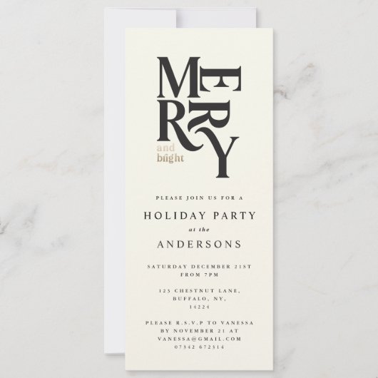 Uitnodiging voor kerstfeestdagen met zwarte & goud (Voorkant)