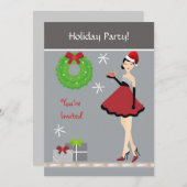 Uitnodiging voor kerstfeestmeisjes (Voorkant / Achterkant)