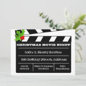 Uitnodiging voor kerstfilm Night Holly Clapboard (Staand voorkant)