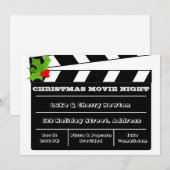 Uitnodiging voor kerstfilm Night Holly Clapboard (Voorkant / Achterkant)