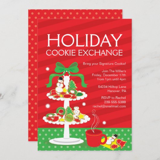 Uitnodiging voor kerstkoekjes Exchange Dinner Part (Voorkant / Achterkant)