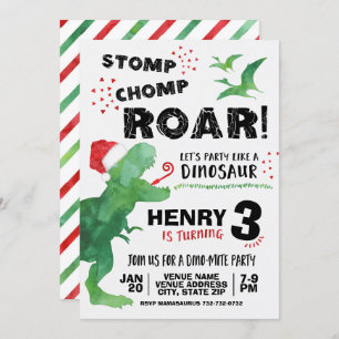 Uitnodiging voor kerstmis Dinosaur Birthday