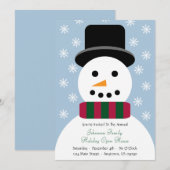 Uitnodiging voor kerstmis Snowman Open House (Voorkant / Achterkant)