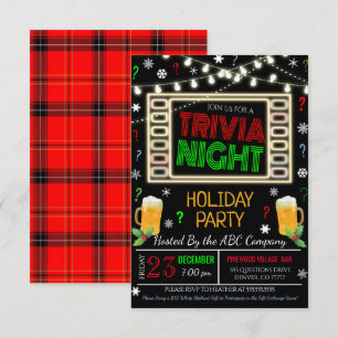Uitnodiging voor Kerstmis Trivia Night Party