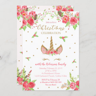 Uitnodiging voor kerstmis Unicorn