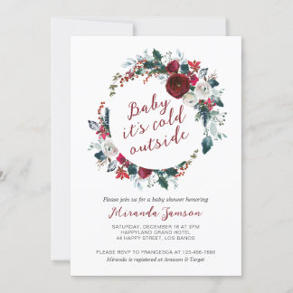 Uitnodiging voor kerstmis Wreated Baby shower