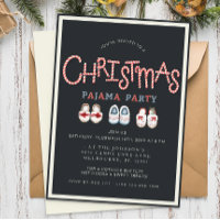 Uitnodiging voor kerstpyjama-feest Slippers