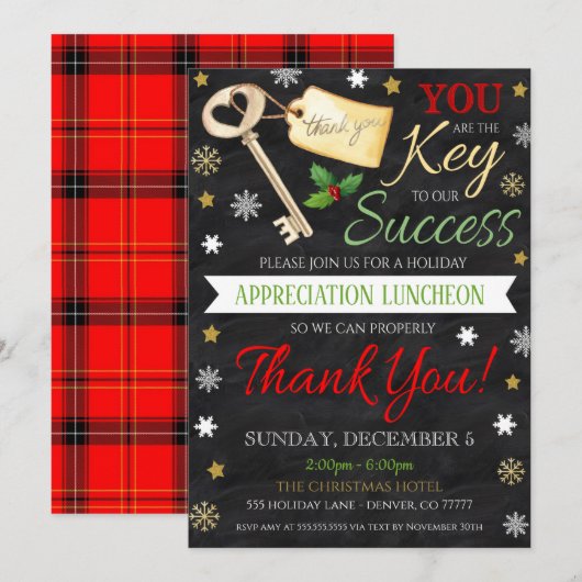 Uitnodiging voor kerstwaardering (Voorkant / Achterkant)