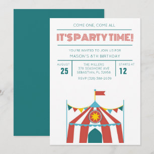 Uitnodiging voor kind Circus Verjaardagsfeestje