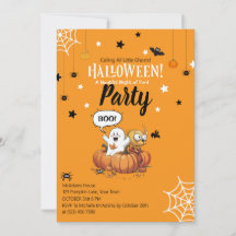 Uitnodiging voor kinder Halloween pompoen geest
