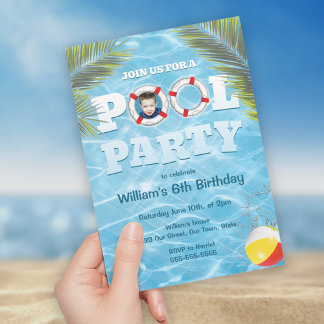 Uitnodiging voor Kinder poolpartijen - Aangepaste 