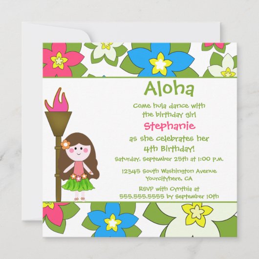 Uitnodiging voor kinderen met een tropische romp (Voorkant)