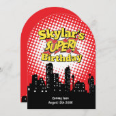 Uitnodiging voor kinderfeestje superhelden - RIP 2 (Voorkant / Achterkant)