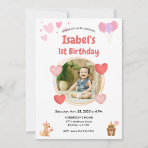 Uitnodiging voor kinderverjaardag met babyfoto