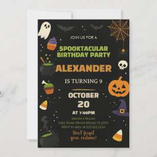 Uitnodiging voor kinderverjaardag met Halloween-th