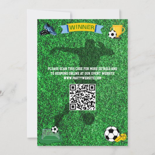 Uitnodiging voor kinderverjaardag: Voetbal koorts, (Achterkant)