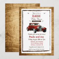 Uitnodiging voor klassieke auto vintage baby showe