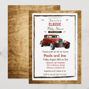 Uitnodiging voor klassieke auto vintage baby showe