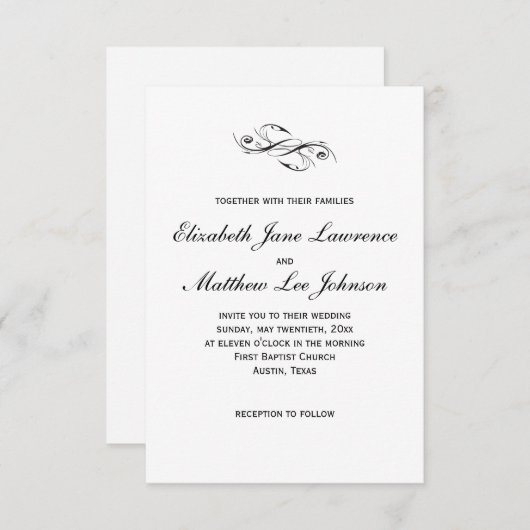 Uitnodiging voor klassieke bruiloft (Voorkant / Achterkant)