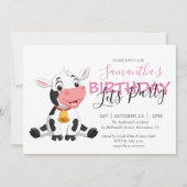 uitnodiging voor koe verjaardagsfeestje voor meisj (Voorkant)